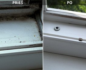 Langų rėmų valymo rezultatas